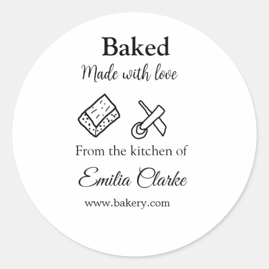 Bakkerij met liefde gebakken voeg naam tekst toe l ronde sticker (Voorkant)