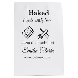 Bakkerij met liefde gebakken voeg naam tekst toe medium cadeauzakje