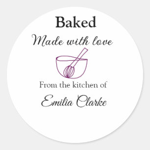 Bakkerij met liefde gebakken voeg naam tekst toe ronde sticker