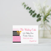 Bakkerij met roze en zwarte bruiloft visitekaartje (Staand voorkant)