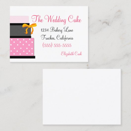 Bakkerij met roze en zwarte bruiloft visitekaartje (Voorkant / Achterkant)