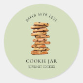 Bakkerij met stapel chocoladekoekjes ronde sticker (Voorkant)
