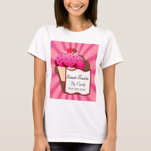 Bakkerij met zoete cupcake t-shirt (Voorkant)