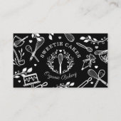 Bakkerij met zwart-wit en kookgereedschap visitekaartje (Voorkant)