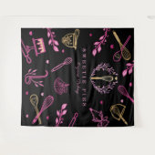 Bakkerij met zwarte, roze en gouden bakkers en koo wandkleed (Voorkant (horizontaal))