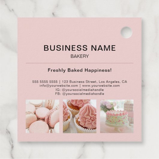 Bakkerij Minimal Pink Custom Photo Business Label (Achterkant)