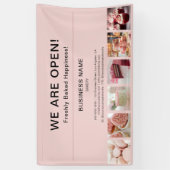 Bakkerij Minimal Pink Photo We zijn open Spandoek (Verticaal)