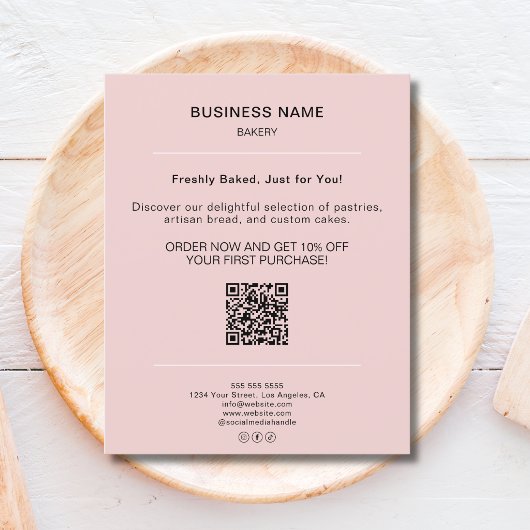 Bakkerij Minimalistische Promotie Korting QR Code  Flyer