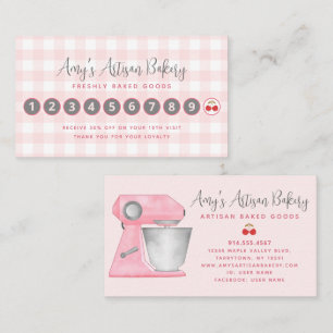 Bakkerij Mixer Blush Roze Gingham Plaid Gebak Chef Klantenkaartje