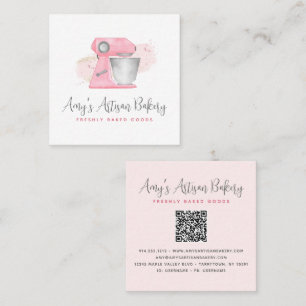 Bakkerij Mixer Blush Roze QR Code Gebak Chef Eenvo Vierkante Visitekaartje