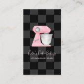 Bakkerij Mixer Blush Roze Zwart Geruit QR Code Visitekaartje (Voorkant)