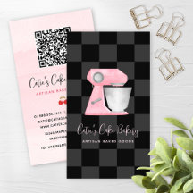 Bakkerij Mixer Blush Roze Zwart Geruit QR Code