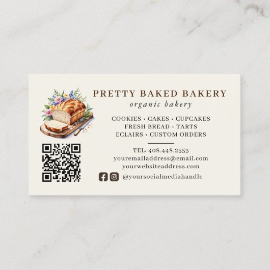 Bakkerij Modern Waterverf Brood Visitekaartje (Achterkant)