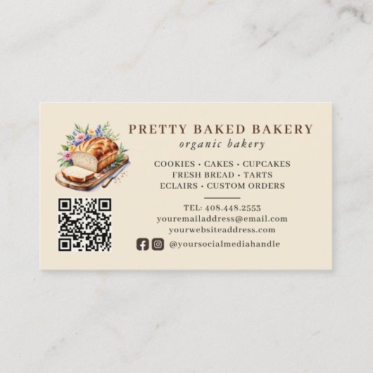 Bakkerij Modern Waterverf Brood Visitekaartje (Achterkant)