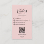 Bakkerij Monogram Logo Aangepaste Foto QR Roze Visitekaartje (Achterkant)