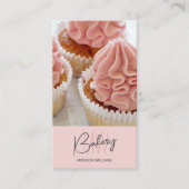 Bakkerij Monogram Logo Aangepaste Foto QR Roze Visitekaartje (Voorkant)