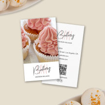 Bakkerij Monogram Logo Aangepaste Foto QR Wit