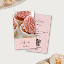 Bakkerij Monogram Logo Cupcake Foto QR Roze