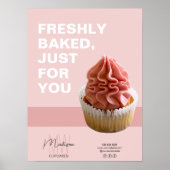 Bakkerij Monogram Logo Cupcake Foto Roze Poster (Voorkant)