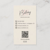Bakkerij Monogram Logo Custom Photo QR Cream Visitekaartje (Achterkant)