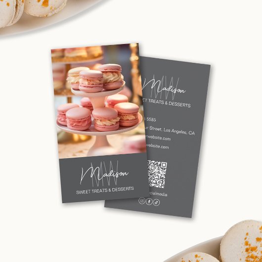 Bakkerij Monogram Logo Grijs Visitekaartje