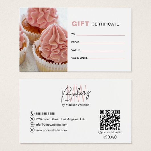 Bakkerij Monogram Logo Zakelijk Cadeaubon Visitekaartje (Voorkant /achterkant)