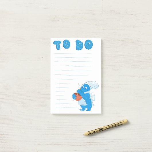 Bakkerij-monster voor dodeblocnote post-it® notes (Op bureau)