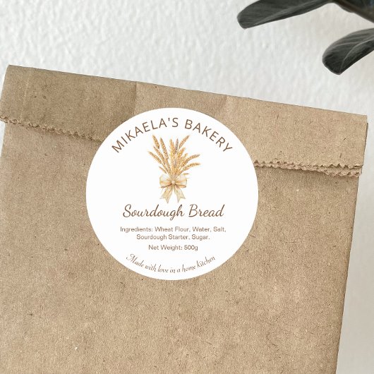 Bakkerij naam Sourdough brood tarwe bakkerij Ronde Sticker