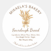 Bakkerij naam Sourdough brood tarwe bakkerij Ronde Sticker (Voorkant)