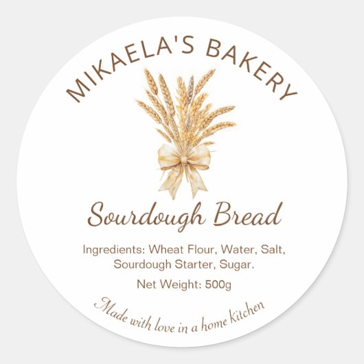 Bakkerij naam Sourdough brood tarwe bakkerij Ronde Sticker (Voorkant)