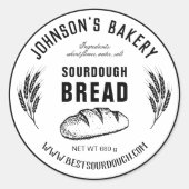 Bakkerij Naam Zuurdeeg Brood Loaf  Bakkerij Ronde Sticker (Voorkant)