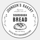 Bakkerij Naam Zuurdeeg Brood Loaf  Bakkerij Ronde Sticker (Voorkant)