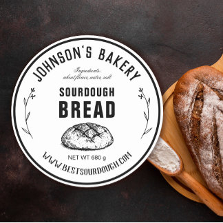 Bakkerij Naam Zuurdeeg Brood Loaf  Bakkerij Ronde Sticker