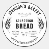 Bakkerij Naam Zuurdeeg Brood Loaf  Bakkerij Ronde Sticker (Voorkant)