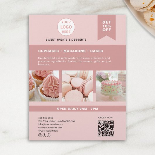 Bakkerij op maat gemaakt logo roze flyer