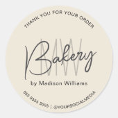 Bakkerij op maat gemaakt monogram logo tan ronde sticker (Voorkant)