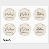 Bakkerij op maat gemaakt monogram logo tan ronde sticker (Vel)
