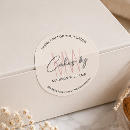 Bakkerij op maat gemaakte cake monogram logo ronde sticker