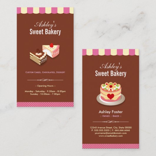 Bakkerij - op maat gesneden koekjes chocoladegebak visitekaartje (Voorkant / Achterkant)