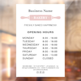 Bakkerij Openingstijden Deegroller Raamsticker