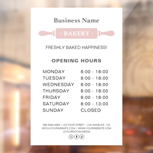 Bakkerij Openingstijden Deegroller Raamsticker (Vel 2)