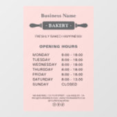 Bakkerij Openingstijden Deegroller Roze Raamsticker (Vel)
