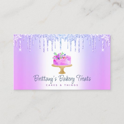 Bakkerij Paars glitter druppelt gebak dessert Visitekaartje (Voorkant)
