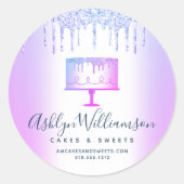 Bakkerij - Paarse glitterschijven - koekjesdoek Ronde Sticker (Voorkant)