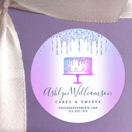 Bakkerij - Paarse glitterschijven - koekjesdoek Ronde Sticker