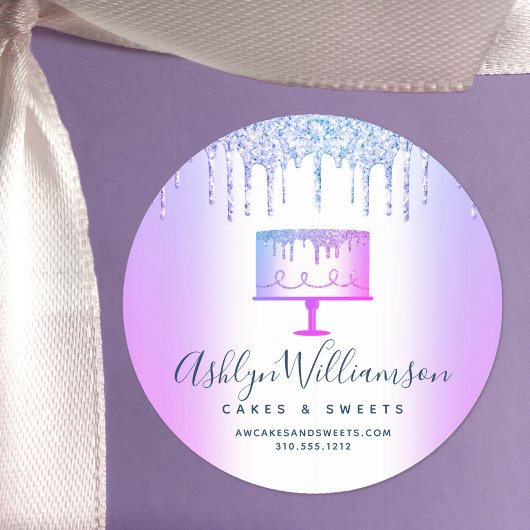 Bakkerij - Paarse glitterschijven - koekjesdoek Ronde Sticker