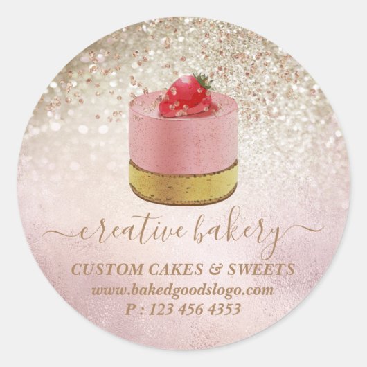 Bakkerij Pastry Cake Decor Wood glitter sparters Ronde Sticker (Voorkant)