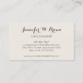 Bakkerij Pastry Cake Decoration Artist Visitekaartje (Achterkant)