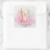 Bakkerij Pastry Chef Baker Pink Vierkante Sticker (Tas)