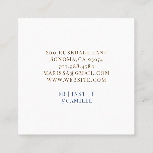 Bakkerij Pastry Chef Baker Roos Gold Cake Vierkante Visitekaartje (Achterkant)